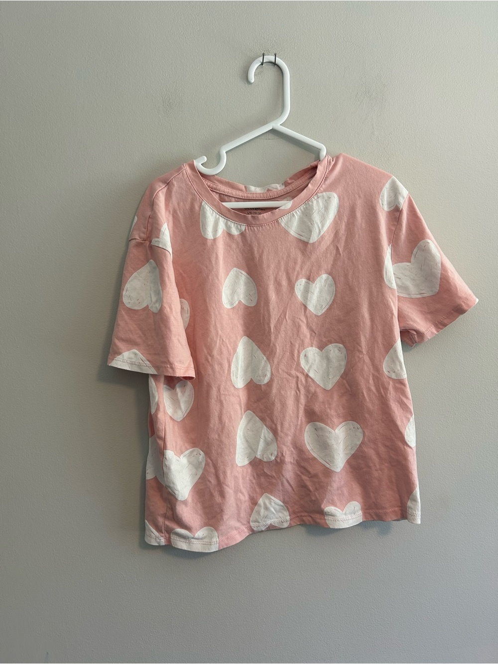 George girls 10/12 Pink & white Heart Print Short Sleeve T-shirt
